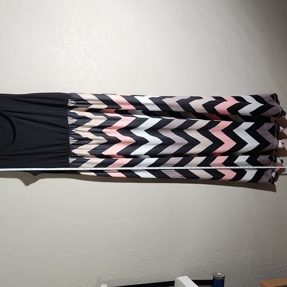 Maxi Dress Womens Size XL Zigzag print sleeveless black tank top Aztec - Picture 7 of 9